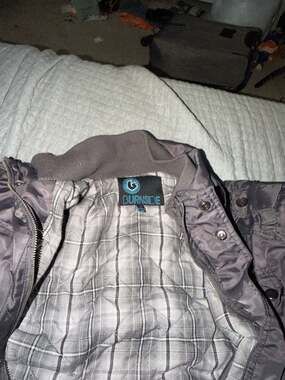 Burnside Men's Charcoal Gray Puffer Jacket with Plaid Quilted Lining